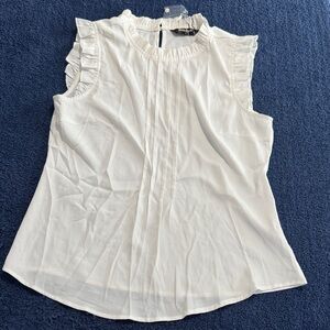 Allegra K White Ruffle Sleeve sleeveless Blouse, size Small, #672